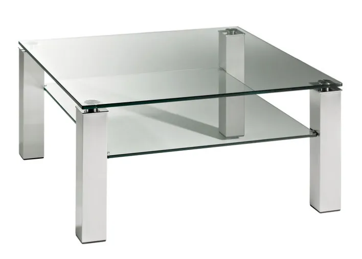 HAUKE HENDRIKS Couchtisch 90 x 70 cm Klarglas/ Titansilber