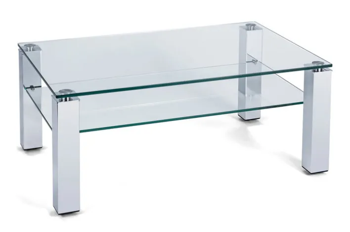 HAUKE HENDRIKS Couchtisch 110 x 70 cm Klarglas/ chromfarbig