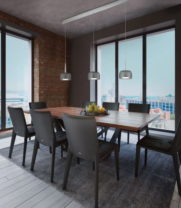 helestra LED Balkenpendel FLUTE 110 cm chromfarbig