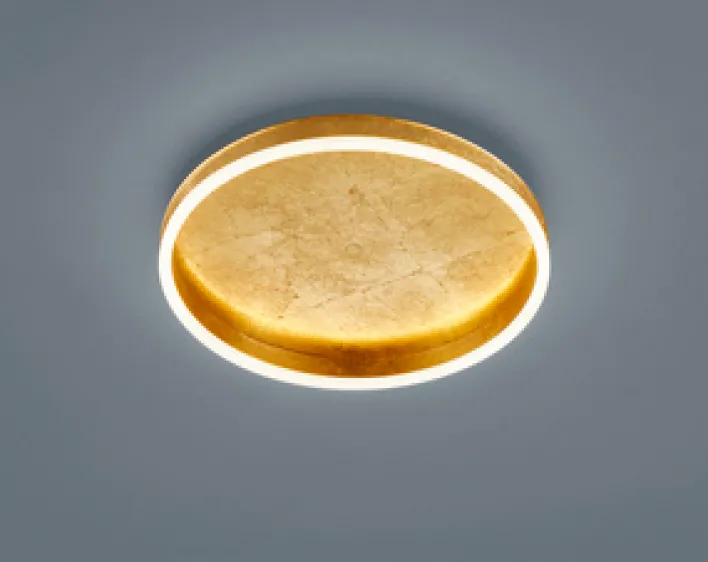 helestra LED Deckenlampe SONA Ø 40 cm Metall satiniert Farbton Blattgold