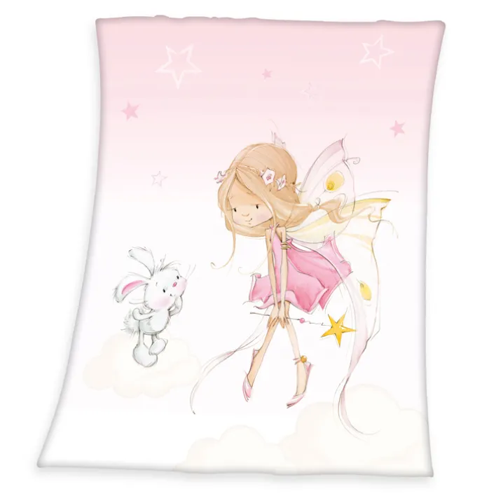 HERDING Kinder-Fleecedecke LITTLE FAIRY 130 x 160 cm weiß/rosa