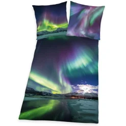 HERDING Kinder-Renforcé-Bettwäsche POLARLICHTER 135 x 200 cm blau/türkis