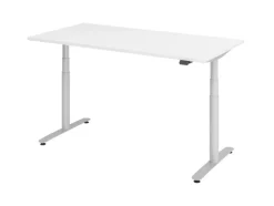 Höhenverstellbarer Schreibtisch 160 x 80 cm Weiß/ Silber