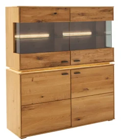 Highboard COMO 123 x 137 cm Wildeiche / Glas