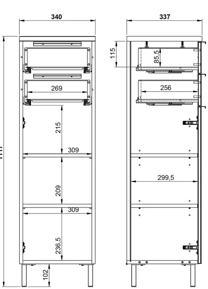 Highboard CORUS Graphit/ silbergrau