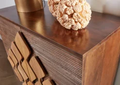 Highboard DIEGO Mango massiv Metall 100 x 80 x 42 cm braun gebeizt/lackiert/natur Schwarz