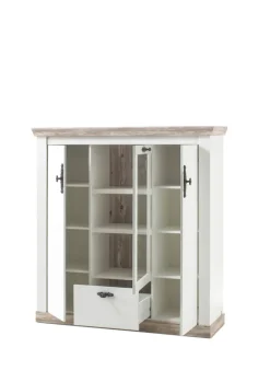 Highboard FLORENZ 140 x 146 cm weiß/braun