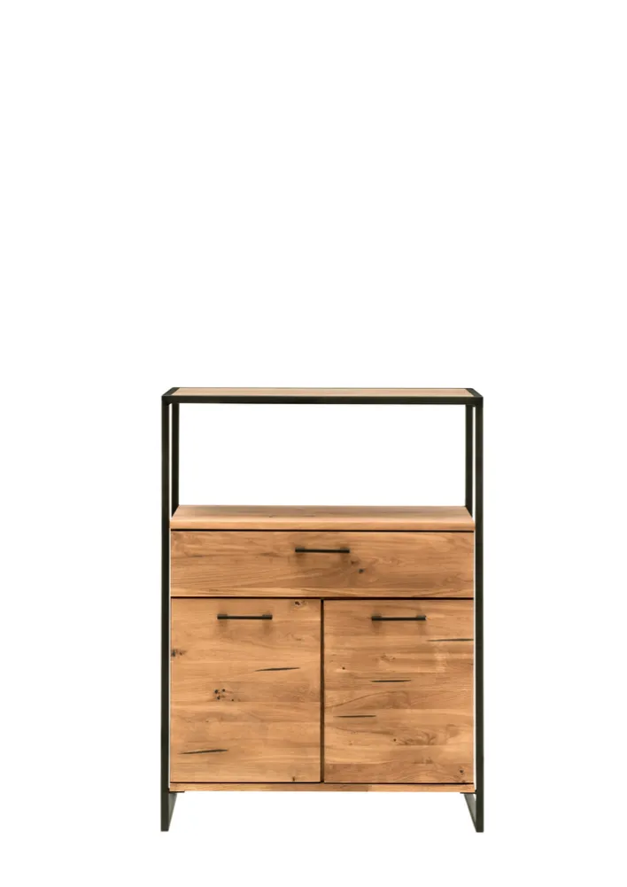 Highboard FRAME 80 x 108 cm Eiche massiv natur geölt/schwarz