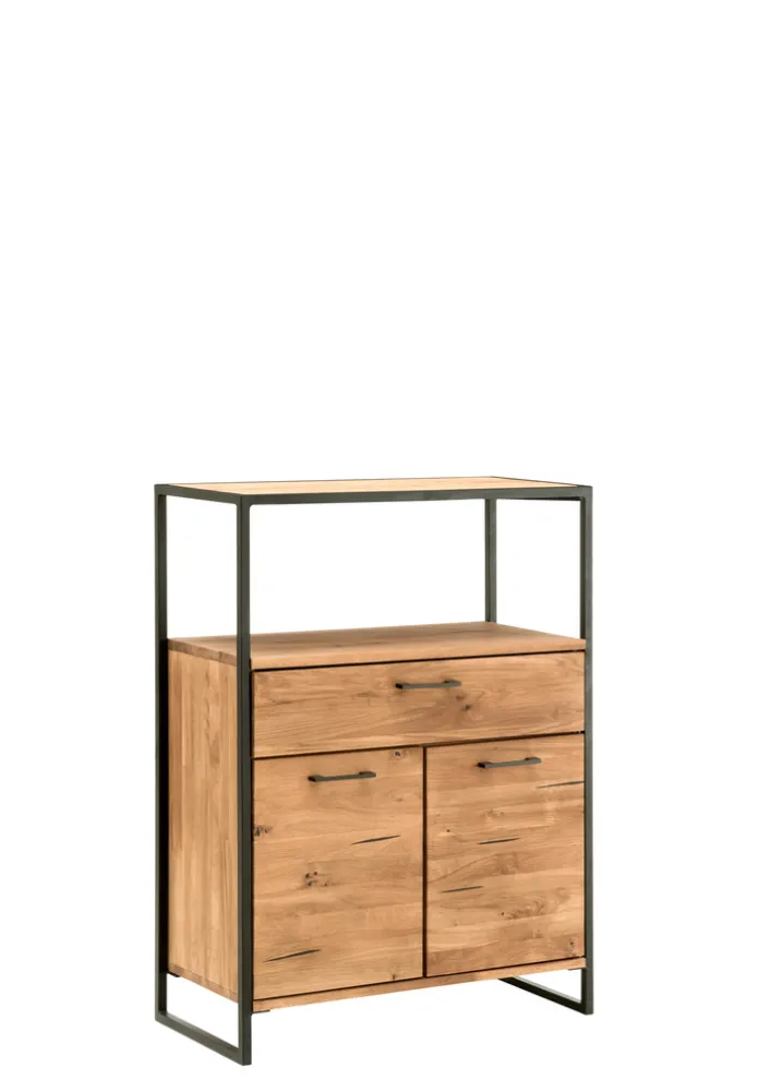 Highboard FRAME 80 x 108 cm Eiche massiv natur geölt/schwarz