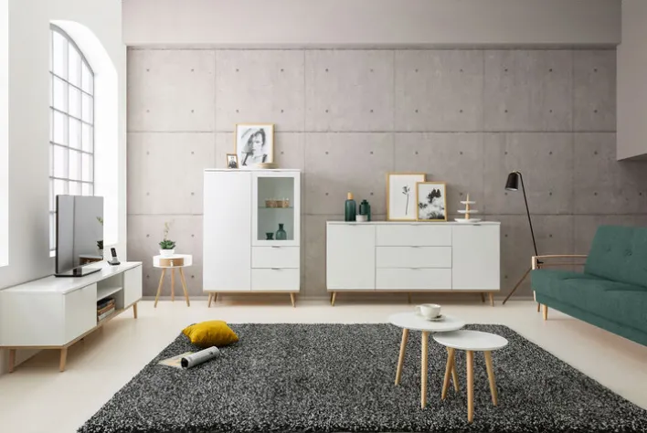 Highboard GÖTEBORG 100 x 140 cm weiß/ braun