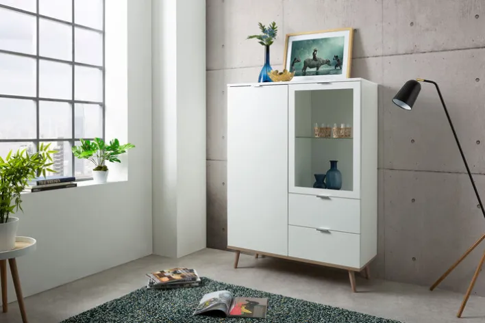 Highboard GÖTEBORG 100 x 140 cm weiß/ braun