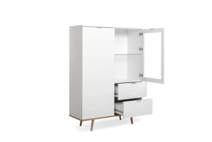 Highboard GÖTEBORG 100 x 140 cm weiß/ braun