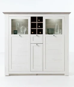 Highboard ISADORA 144 x 134 cm weiß/ braun