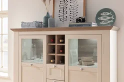 Highboard ISADORA 144 x 134 cm weiß/ braun