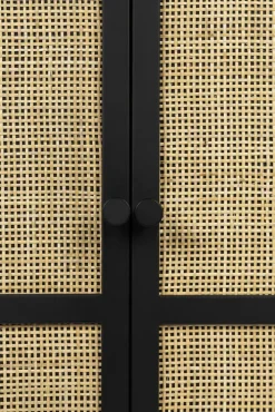 Highboard JOANNA 80 x 100 cm Rattangeflecht/schwarz