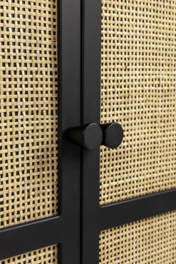 Highboard JOANNA 80 x 100 cm Rattangeflecht/schwarz