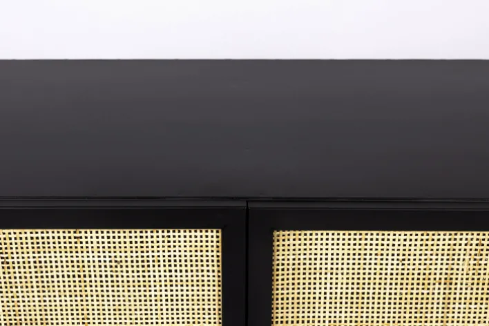 Highboard JOANNA 80 x 100 cm Rattangeflecht/schwarz