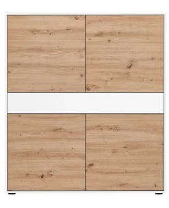 Highboard JOHN 120 x 120 cm Weiß/ Eiche Artisan Oak