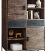 Highboard JOHNSON 165 x 118 x 40 cm Holz Akazie braun/grau
