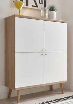 Highboard LENA_MERLE Eiche Riviera NB/ weiß matt