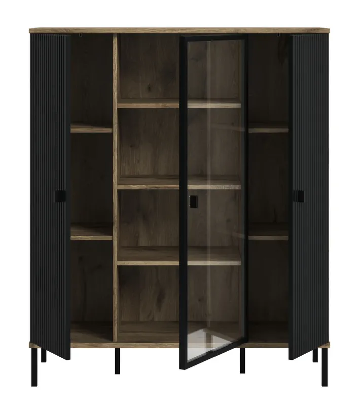 Highboard Lou 137 x 115 x 41 cm Nox Oak Nachbildung Braun/Schwarz