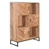Highboard LUANDA 100 x 140 cm Massivholz Akazie natur/schwarz