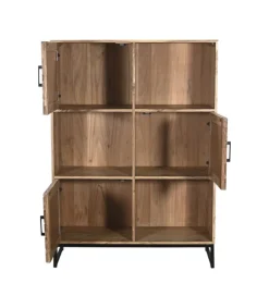 Highboard LUANDA 100 x 140 cm Massivholz Akazie natur/schwarz