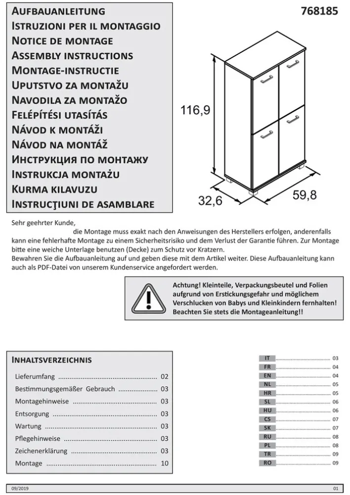 Highboard NORA 59,8 x 116,9 cm Eiche Landhaus