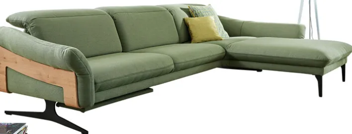 himolla Ecksofa 312 x 203 cm WAIDRING Echtholz/Stoffbezug Grün