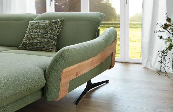 himolla Ecksofa 312 x 203 cm WAIDRING Echtholz/Stoffbezug Grün