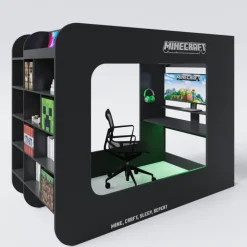 Hochbett MINECRAFT 120 x 200 cm schwarz/ grau