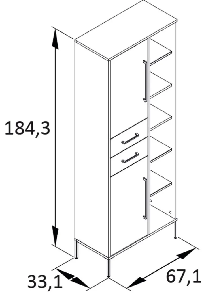 Hochschrank 67,1 x 184,3 cm KENT Waldgrün