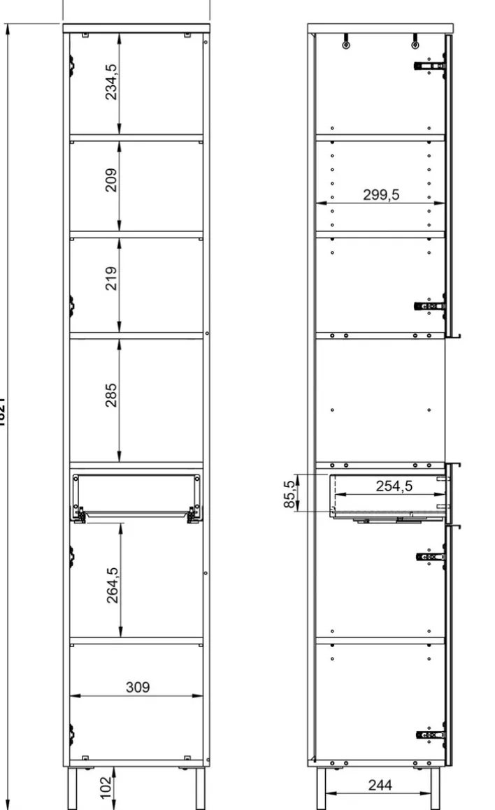 Hochschrank CORUS Graphit/ silbergrau