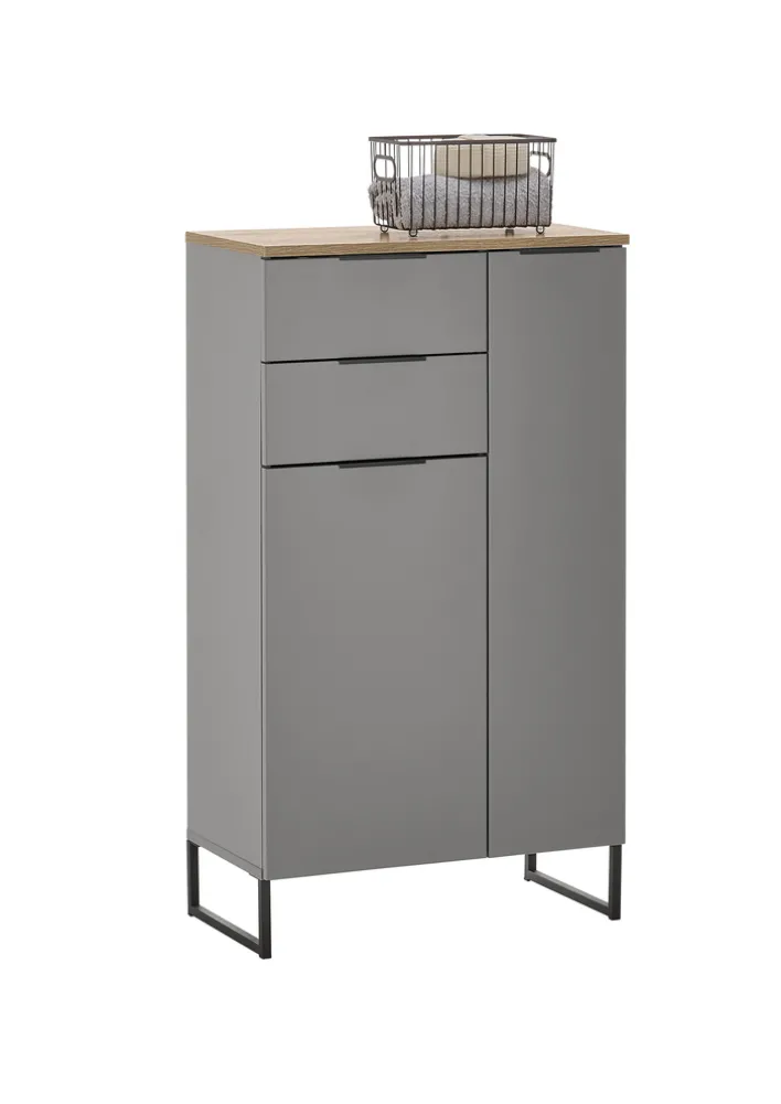 Hochschrank DENVER Grau Matt/Evoke Eiche Nachbildung ca 38cm