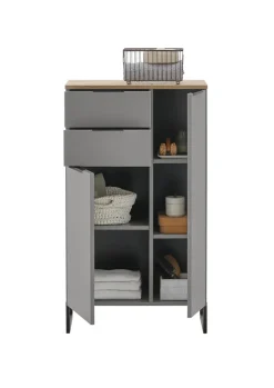 Hochschrank DENVER Grau Matt/Evoke Eiche Nachbildung ca 38cm
