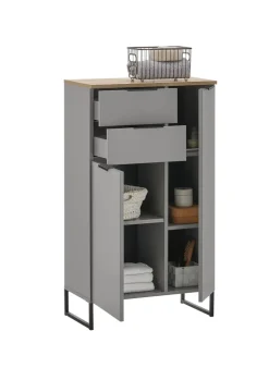 Hochschrank DENVER Grau Matt/Evoke Eiche Nachbildung ca 38cm