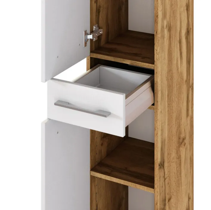 Hochschrank LIVORNO 30 x 180 cm Wotan Eiche/ Weiß matt