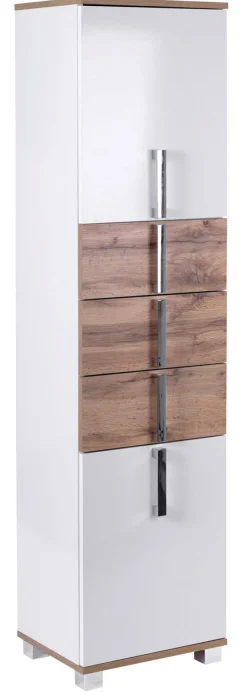 Hochschrank LUCA 40,3 x 163,7 cm weiß/ Eiche Landhaus