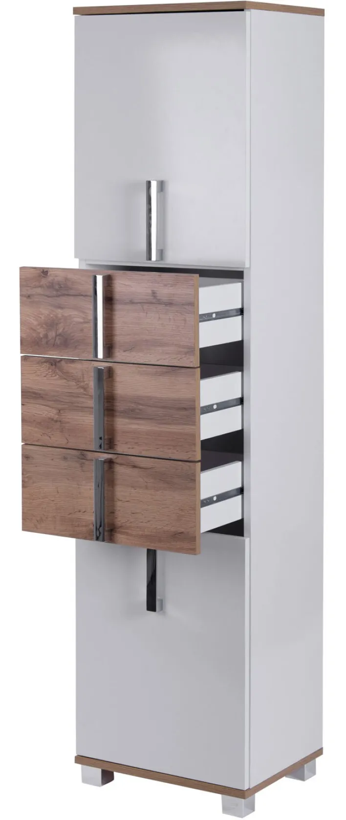 Hochschrank LUCA 40,3 x 163,7 cm weiß/ Eiche Landhaus