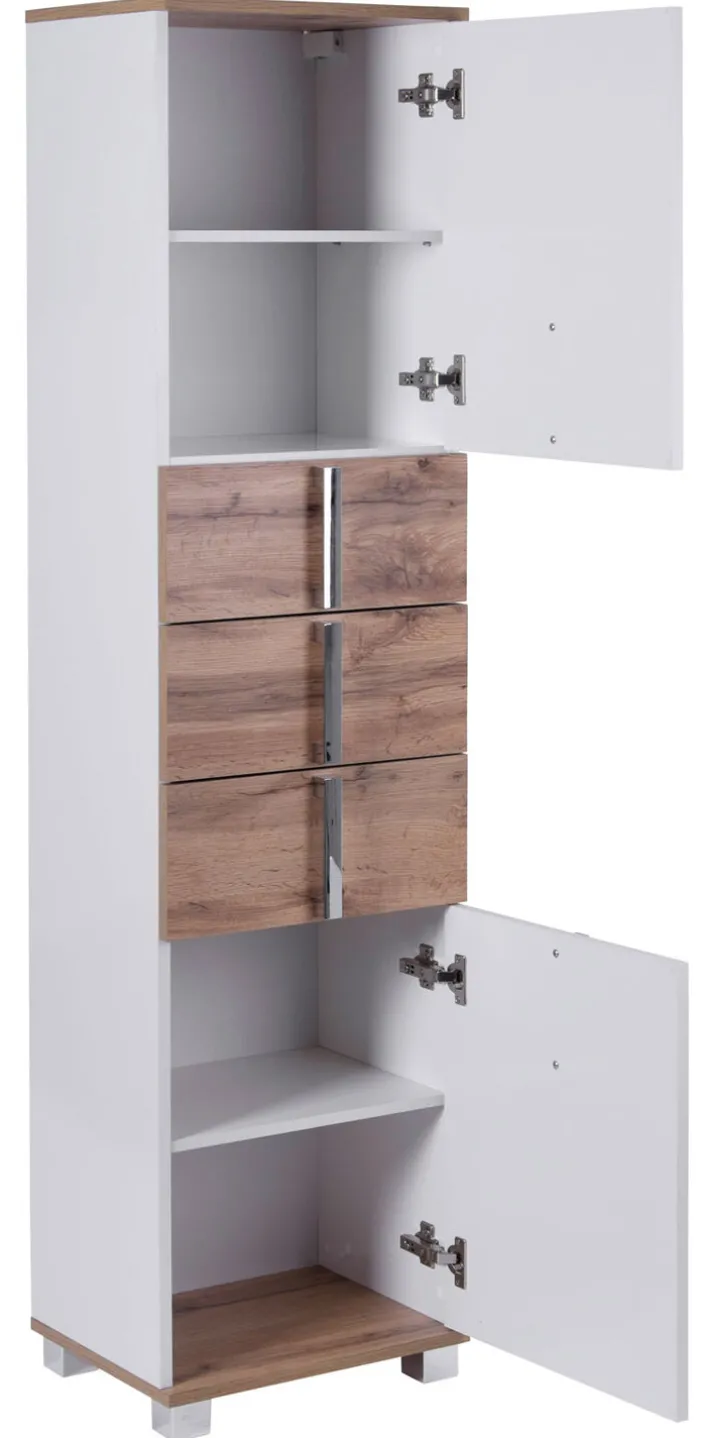 Hochschrank LUCA 40,3 x 163,7 cm weiß/ Eiche Landhaus
