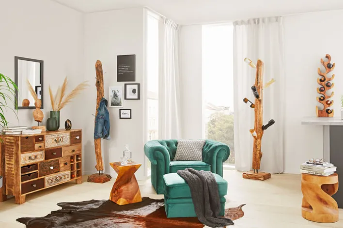 Hocker rund Suarholz massiv