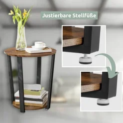 holz4home Beistelltisch 50 x 57 cm Holzdekor Vintagebraun