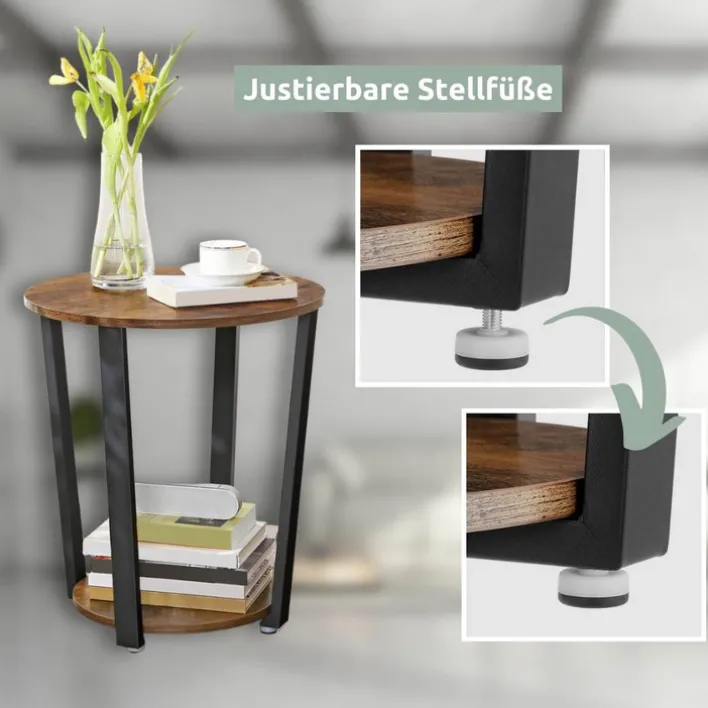 holz4home Beistelltisch 50 x 57 cm Holzdekor Vintagebraun