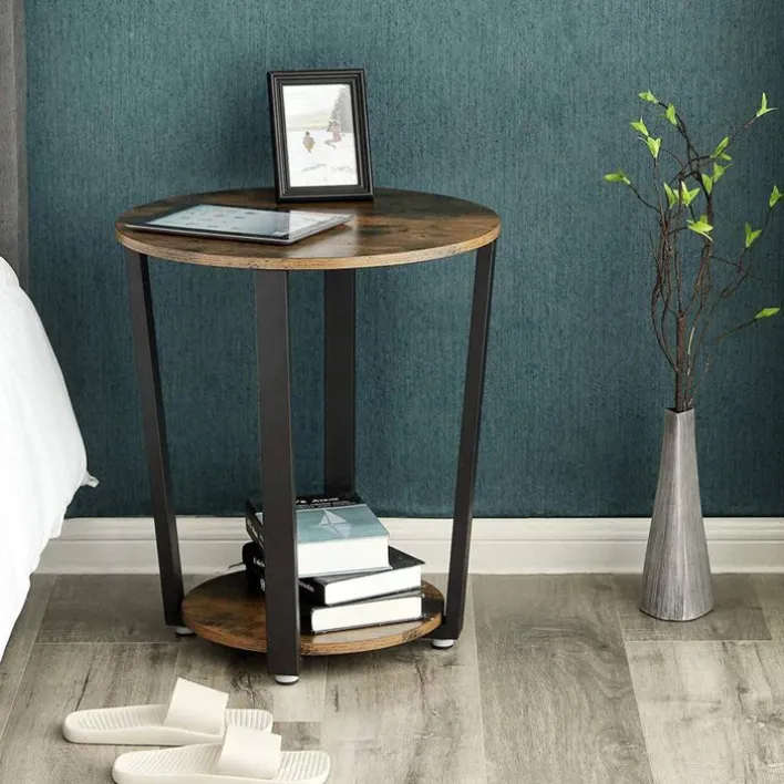 holz4home Beistelltisch 50 x 57 cm Holzdekor Vintagebraun