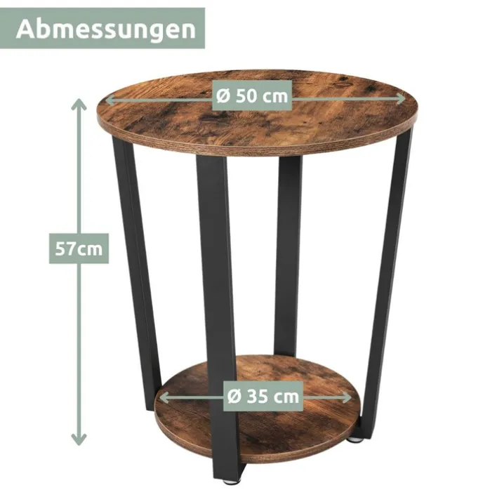 holz4home Beistelltisch 50 x 57 cm Holzdekor Vintagebraun