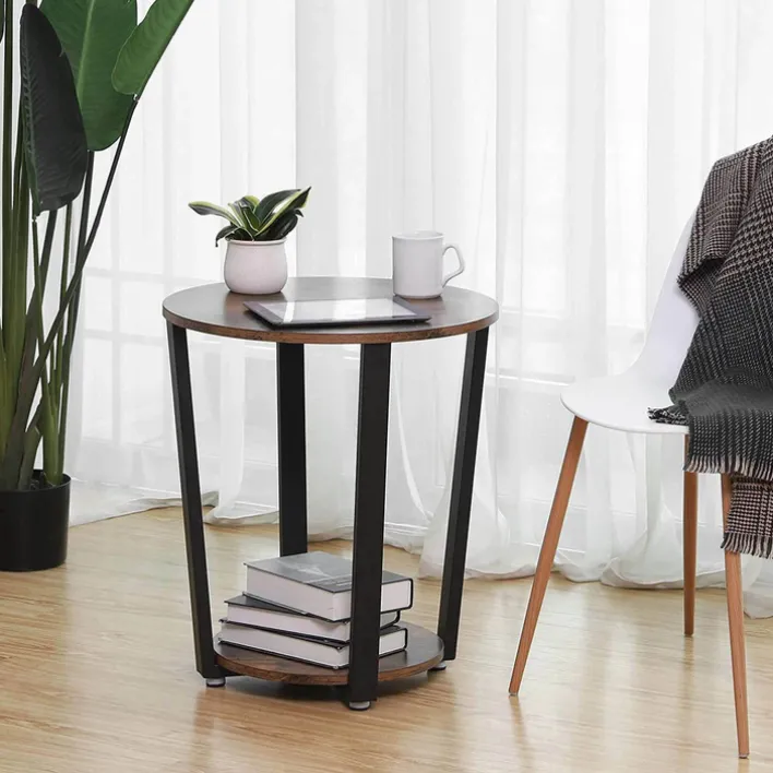 holz4home Beistelltisch 50 x 57 cm Holzdekor Vintagebraun