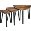 holz4home Beistelltisch 3er-Set Holzdekor Vintagebraun