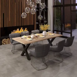 holz4home Esstisch 200 x 100 cm Eiche massiv mit Baumkante