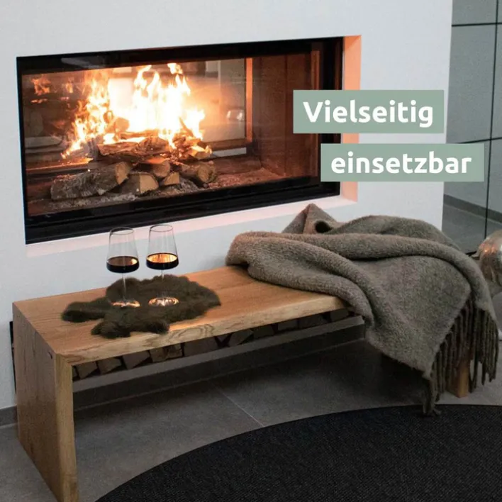 holz4home Massivholzbank 140 x 45 cm Eiche geölt mit Baumkante