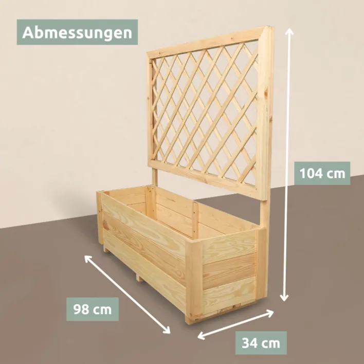 holz4home Pflanzkasten SPALIER 98 x 34 cm Kiefernholz